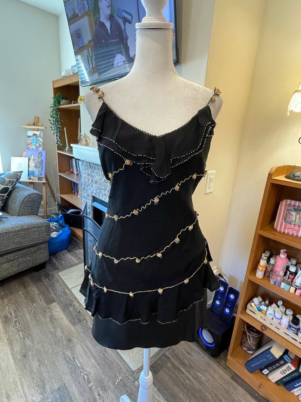 Eci silk beaded asymmetrical top